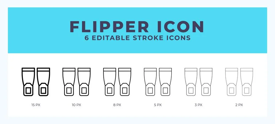 Flipper icon set with different stroke. Vector illustration with editable s.. Stock Illustration