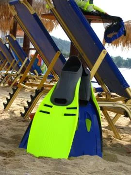 Flippers on a beach Stock Photos