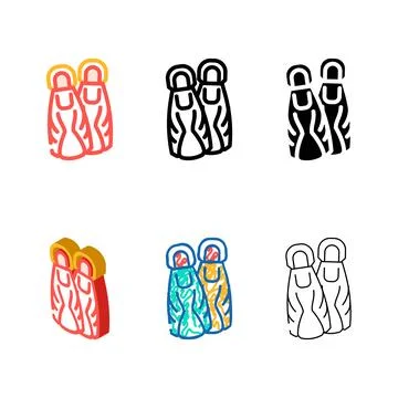 Flippers for diving color variants icon vector Stock Illustration