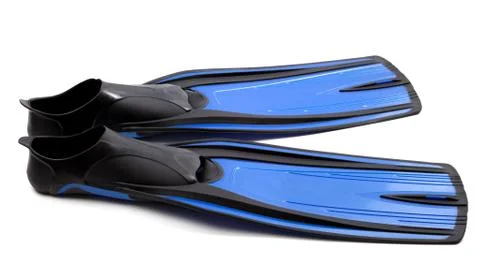 Flippers for diving on white background Stock Photos