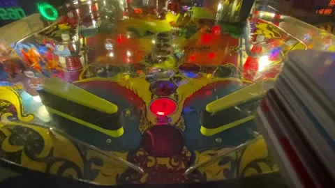 Flippers on a Pinball Machine - Close Up Stock Footage 157654297