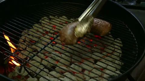 Flipping Beef Sirloin Video stock 22576956