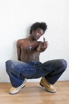 Flipping the bird Foto stock