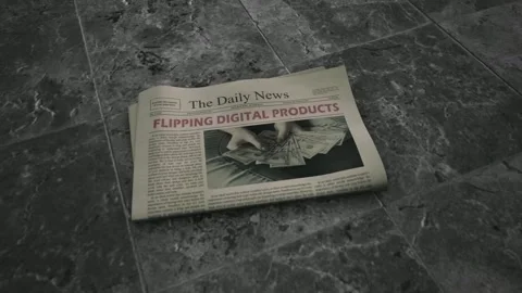 Flipping Digital Products NEWSPAPER Stock Footage 343560166