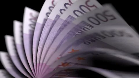 Flipping five hundred euro notes, close-up. 3D rendering イラスト素材