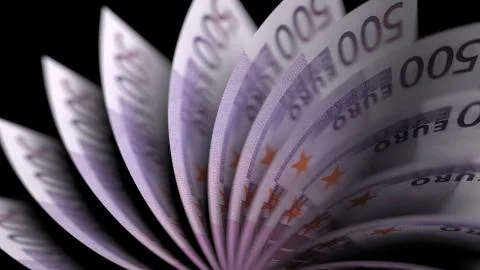 Flipping five hundred euro notes. 3D rendering イラスト素材