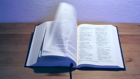 Flipping pages of Greek bible Stock Footage