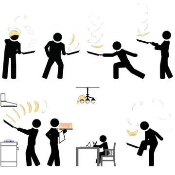 Flipping pancakes with skillful ease Stock Illustration