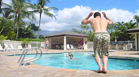 Flipping in the Pool Stock Footage 23532822
