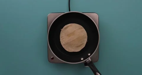 Flipping the quesadilla 1 Stock Footage 132203658