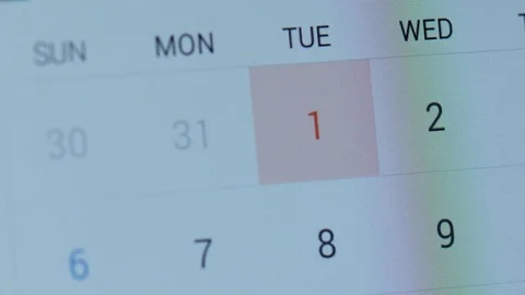 Flipping through calendar on tablet screen Video stock 70678321