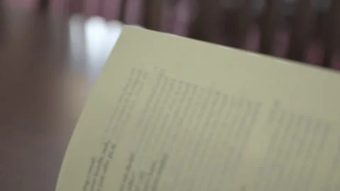 Flipping through a poetry book in a library Stock Footage 147448528