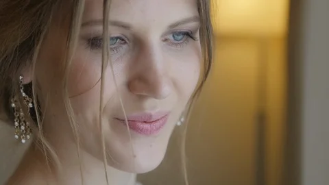 Flirty look of the Bride. Close up Stock Footage 123514853