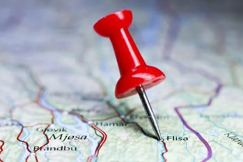 Flisa, Norway pin on map Foto stock