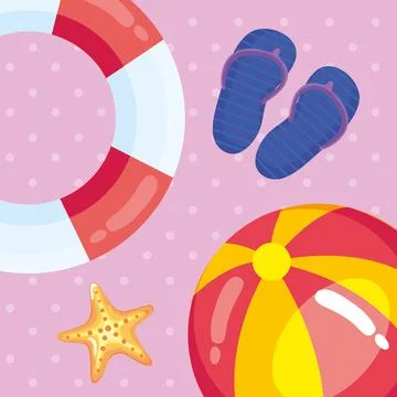 Float and balloon beach Stock Illustration