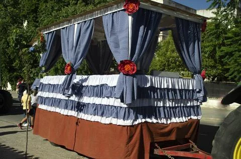 Float with Andalusian decorations. Stock Photos