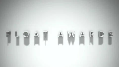 Float awards 3D title animation white text on a white background Stock Footage 299747572