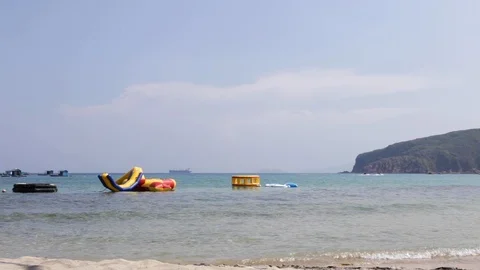 The  float on the beach. The beautiful place for summer holiday. Stock Footage 108579554