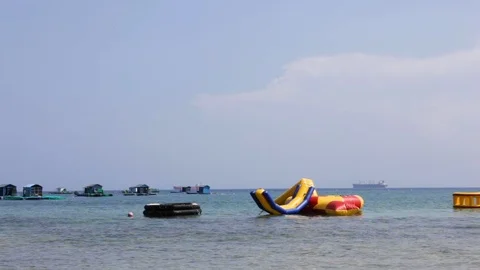 The  float on the beach. The beautiful place for summer holiday. Stock Footage 108580468