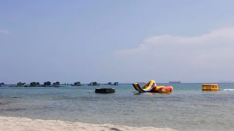 The  float on the beach. The beautiful place for summer holiday. Stock Footage 108581771