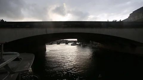 Float on a boat on the Seine in Paris. Spring in Paris. Travel to Europe Stock Footage 73024882