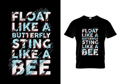 Float Like A Butterfly Sting Like A Bee Typography T Shirt Design Stock Illustration