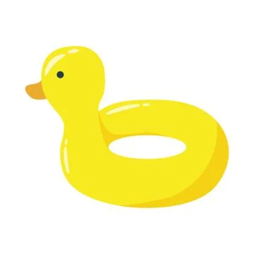 Float ducky beach flat style icon Illustrazione stock
