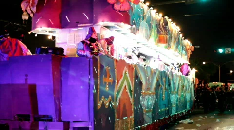 Float in Endymion Parade Stopped Stock Footage 654684