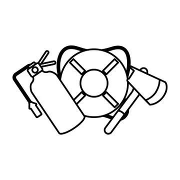 Float with fire extinguisher and itches on white background Stock Illustration