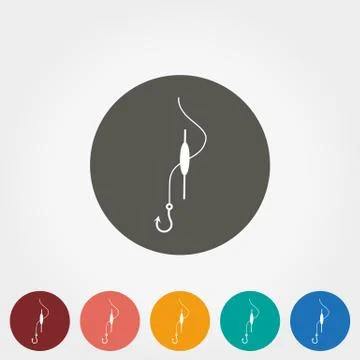 Float fishing with a hook icon Stock Illustration