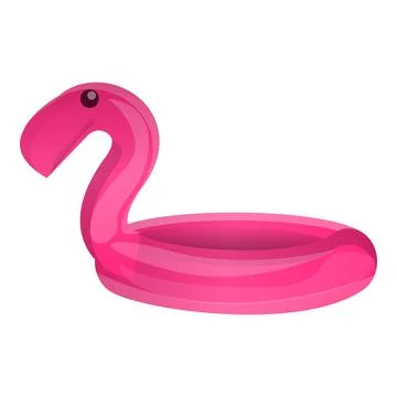 Float flamingo ring icon, cartoon style Stock Illustration
