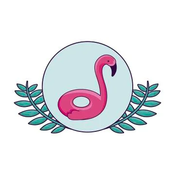 Float flemish in frame circular with leafs Stock Illustration