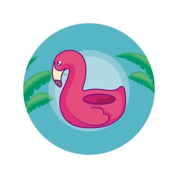 Float flemish protection in frame circular with leafs tropicals 스톡 일러스트