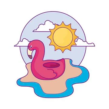 Float flemish with sun and eyeglass in beach Stock Illustration