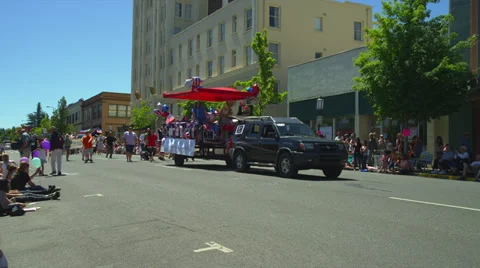 Float in Fourth of July Parade in Ashland, OR Stock Footage 35288215