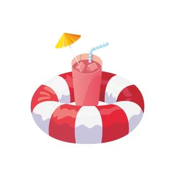 Float life guard and summer cocktail Ilustración de archivo