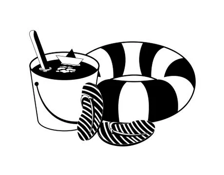 Float life guard with sandals and bucket summer icons Ilustración de archivo
