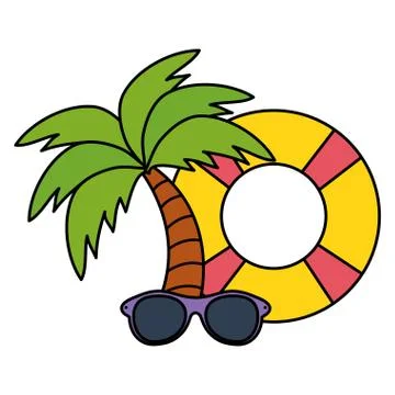 Float lifeguard with sunglasses summer accessory Stock Illustration
