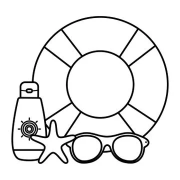 Float lifeguard with sunglasses summer accessory Stock Illustration