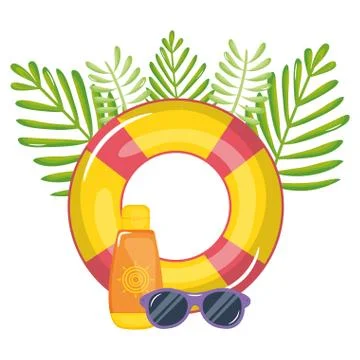 Float lifeguard with sunglasses summer accessory Stock Illustration