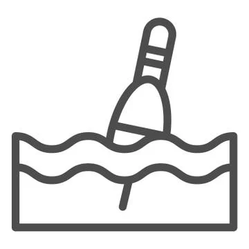 Float line icon. Bobber vector illustration isolated on white. Angling outline Stock Illustration