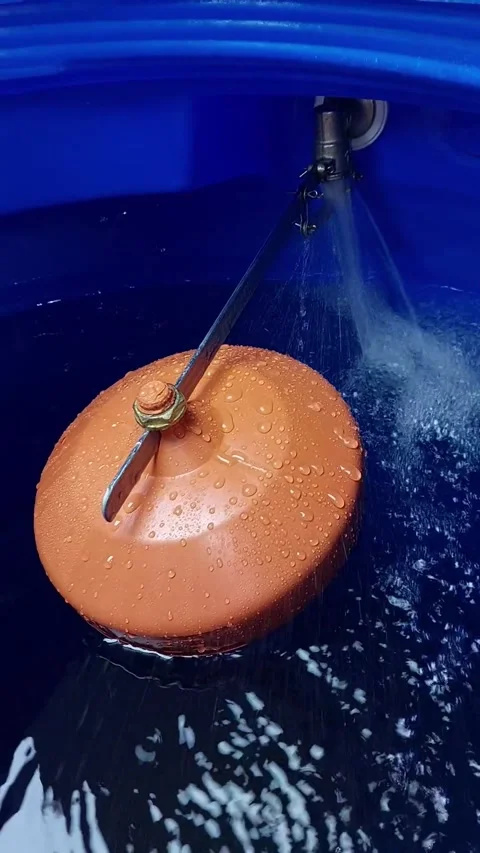 Float Mechanism Operates to Supply Water Effectively to the Tank in Simple .. Stock Footage 345365120