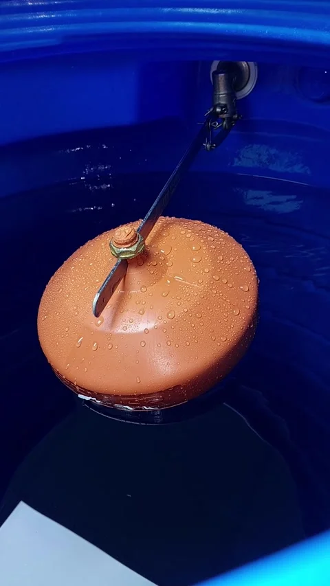 Float Mechanism Working to Supply Water to the Tank in a Simple Setup Stock Footage 345365113