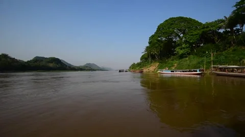 A Float on the Mekong River Stock Footage 333692662