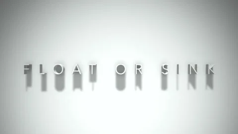 Float or sink 3D title animation white text on a white background Stock Footage 300618446