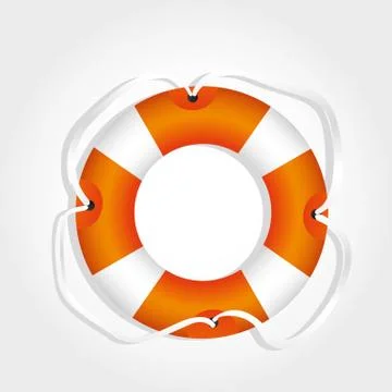 Float orange and white with gray rope on white background 库存插图