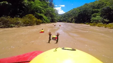Float on PAI river of Thailand after raft upside down Stock Footage 80590233