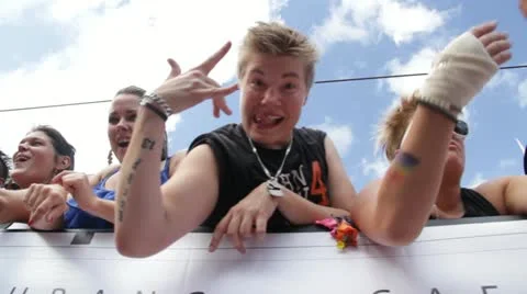 Float passes at Stockholm Pride parade Stock Footage 11629579