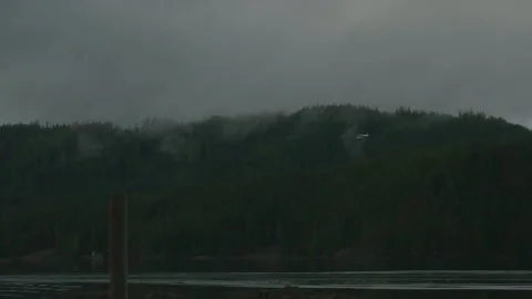 Float Plane flying through Thorne Bay Alaska Stock Footage 195019603