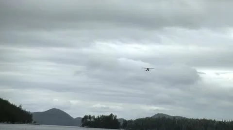 Float plane flys overhead Video stock 14518681